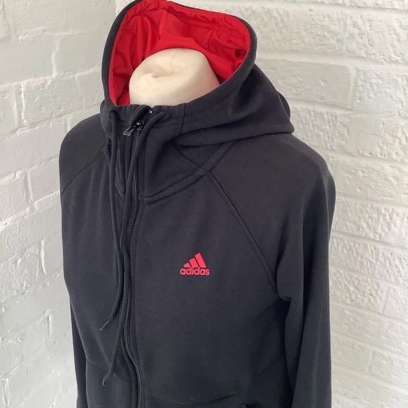 Adidas Full Zip Track Top - Size S 8-10 - Black & Red - P2P 19โ - Picture 3 of 8